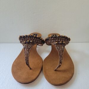 NIB Sise 7.5 Steve Madden Beaded Brown Sandals